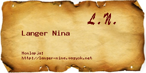 Langer Nina névjegykártya